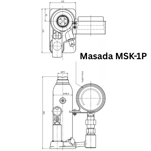 giá kích thủy lực masada 1 tấn có đồng hồ msk-1p